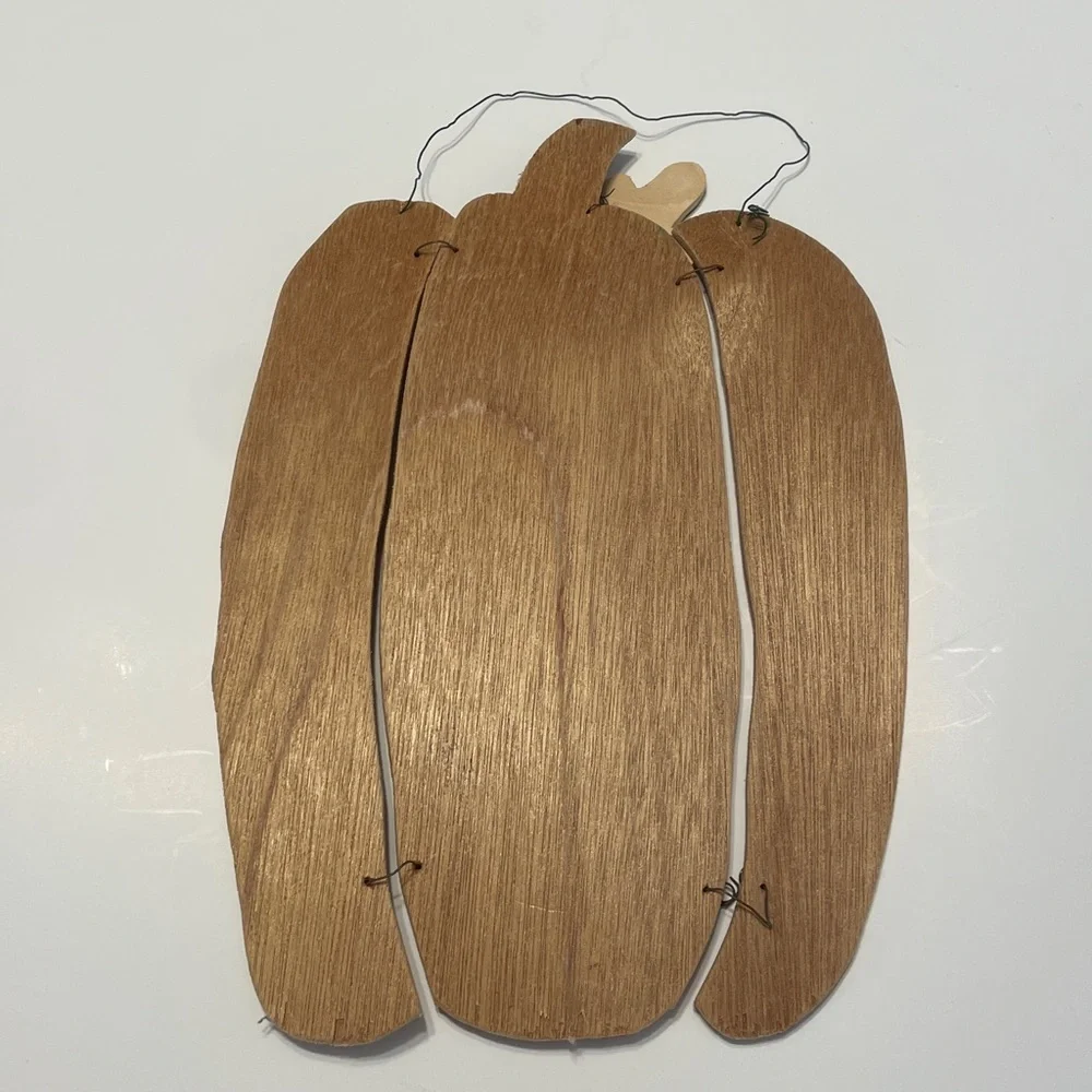 Pumpkin Rustic Orange Wooden Wood Wire Fall Halloween Wall Decor Hanging Art